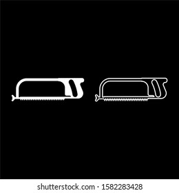 Hacksaw for metal and manual using Hand saw Repair tool icon outline set white color vector illustration flat style image