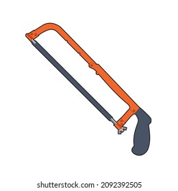 Hacksaw on white background. Tool saw Vector image