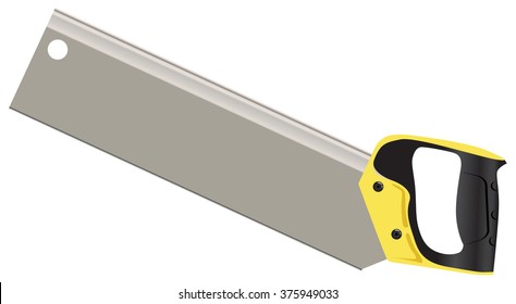 Hacksaw on wood for use with miter box.