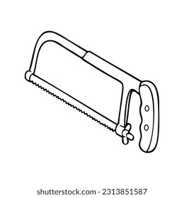 hacksaw outline vector illustration,isolated on white background,top view