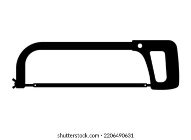 Hacksaw Silhouette, Fine Toothed Hand Saw Tool Vector Illustration