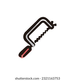 Hacksaw - Icono de herramienta (línea dibujada a mano, versión coloreada)