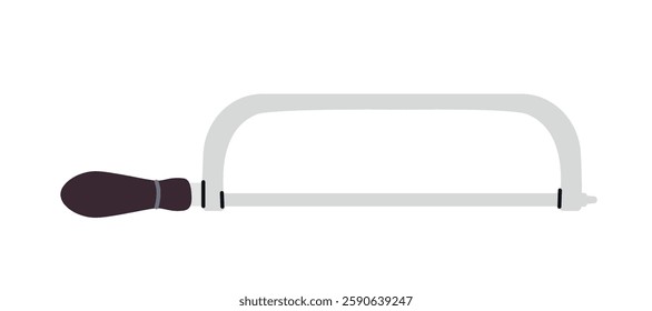 Hacksaw tool with wooden handle, flat graphic style isolated on white background. Concept of DIY, woodworking, and metalworking. Vector illustration