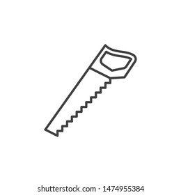 Hacksaw vector concept outline icon. Hand saw linear symbol on white background
