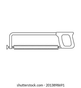 Hacksaw vector icon.Outline vector icon isolated on white background hacksaw .