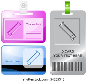 Hacksaw. Vector id cards.