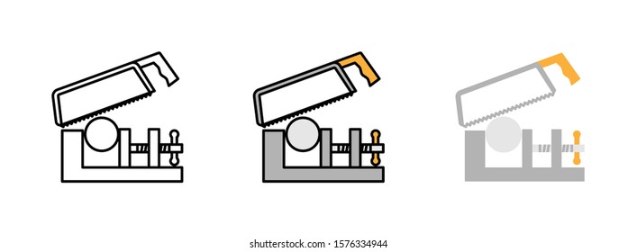 hacksaw and vise clamp icon set isolated on white background for web design