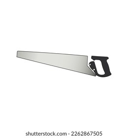 Hacksaw for wood. Hand saw. Equipment for woodworking, garden work. Vector illustration.