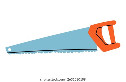 hacksaw for wood. An isolated illustration. Gardening and construction equipment. Seasonal work. A product for agricultural crops. Suitable for ecology, garden, cleaning, household, packaging design