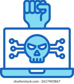 Hacktivism Icon Blue Vector Illustration