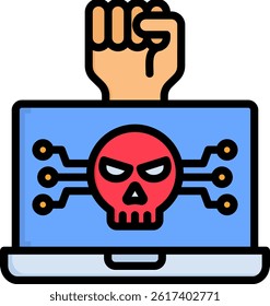 Hacktivism Icon Lineal Color Vector Illustration