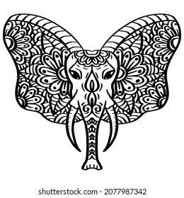 Had Drawn Elephant Head Zentangle