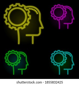 had, gear, settings icon neon color set icon. Simple thin line, outline vector of business icons for ui and ux, website or mobile application