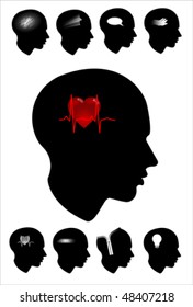Had with heart, zipper. Isolated on background, vector