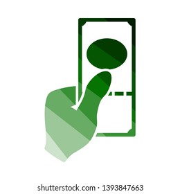 Tinha Segurando Ícone De Dólar. Design de escada de mão de cor plana. Ilustração de vetor.