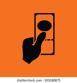 Had holding dollar icon. Orange background with black. Vector illustration.