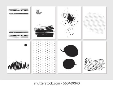 Had made vector Creative fashion glamour hand drawn template card set. Vector collection of black, white textured cards. Beautiful posters with geometric shapes.Design for valentine day,journaling