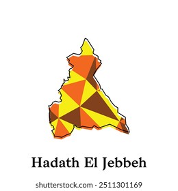 Mapa de Hadath El Jebbeh do Líbano País, com estilo polígono geométrico colorido design modelos nomes cidade ou província