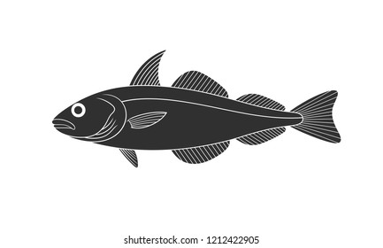 Haddock logo.  Isolated haddock on white background