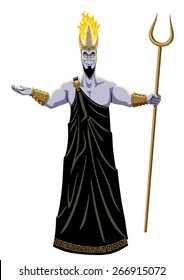 Hades, lord of the Underworld, on white background. No transparency and gradients used.