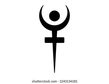 Hades or Pluto Astrology Alphabet Symbol, dwarf planet or planetoid. Astrological mystic hieroglyphic sign. Astrological calendar. Jyotisha. Hinduism, Indian or Vedic horoscope. Vector isolated 