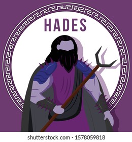 Hades purple social media post mockup. Ancient Greek god. Mythological figure. Web banner design template. Social media booster, content layout. Poster, printable card with flat illustrations