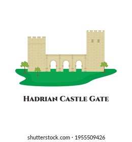 Hadrian's Gate or Üçkapılar is a triumphal arch located in Antalya, Turkey. A historical site is recommended to visit. This is a beautiful Roman Empire art and construction. Flat vector illustration
