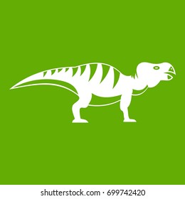 Hadrosaurid dinosaur icon white isolated on green background. Vector illustration