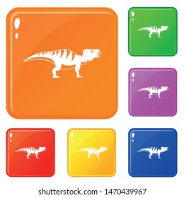 Hadrosaurid dinosaur icons set collection vector 6 color isolated on white background