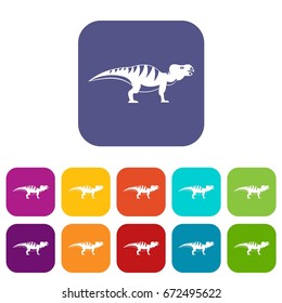 Hadrosaurid dinosaur icons set vector illustration in flat style In colors red, blue, green and other