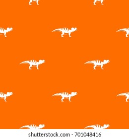 Hadrosaurid dinosaur pattern repeat seamless in orange color for any design. Vector geometric illustration
