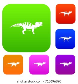 Hadrosaurid dinosaur set icon color in flat style isolated on white. Collection sings vector illustration