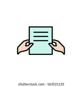 Hads holding document, contract
