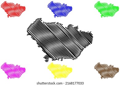 Hadseloya island (Kingdom of Norway, Vesteralen Archipelago) map vector illustration, scribble sketch Hadseloy map