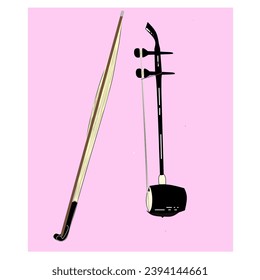 Haegeum.haegeum is a traditional Korean stringed instrument. illustration image