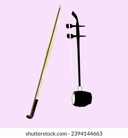 Haegeum.haegeum is a traditional Korean stringed instrument. illustration image