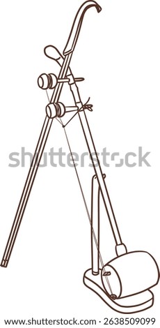 Haeguem korean music instruement outline style clipart