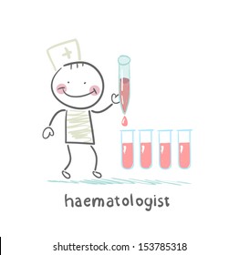 haematologist working with test tubes