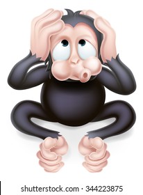 Haer no evil cartoon wise monkey covering his ears