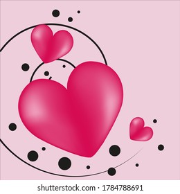 haerts 3d effect poscard pink background valentine`s day love wedding