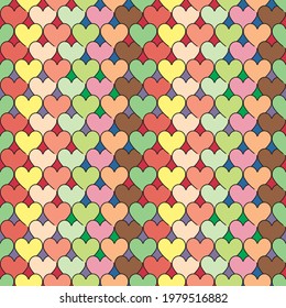 Haerts seamless pattern, Colorful heart patterns on colorful background.