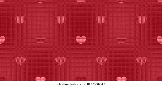 Haerts seamless pattern, Heart-shaped cloth pattern on red background.