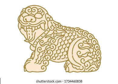 Haetae. It is an imaginary animal that judges good and evil in Korea. Vector illustration.