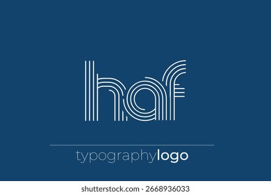 HAF modern geometric typography logo. Modern and stylish composition featuring a monochromatic typography logo illustration designed with intricate lines.