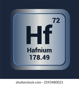 Hafnium Hf icon. Number Ninety Four. Mass 178.49 detail. Vector Background.