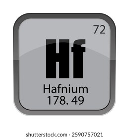 Hafnium Hf icon. Number seventy two. Mass 178.49 detail. One hundred seventy eight point four nine.