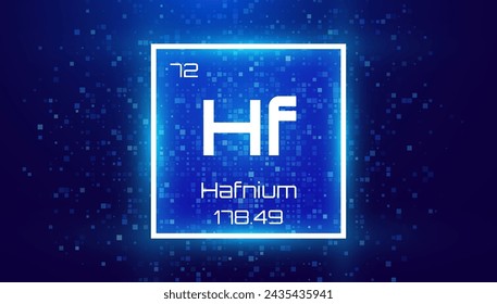 Hafnium. Periodic Table Element with Symbol Hf. Chemical Element Card with Number and Atomic Weight. Design for Education, Lab, Science Class. Vector Illustration.