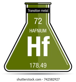 Hafnium symbol on chemical flask. Element number 72 of the Periodic Table of the Elements - Chemistry