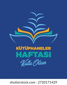 Kütüphaneler Haftasi. Día Nacional de la Biblioteca. Ilustración vectorial.
