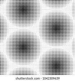 HAFTONE DESIGN SEAMLESS VECTOR PATTERN. GRUNGE DOTTED  CIRCLE TEXTURE. MONOCHROME BACKGROUND